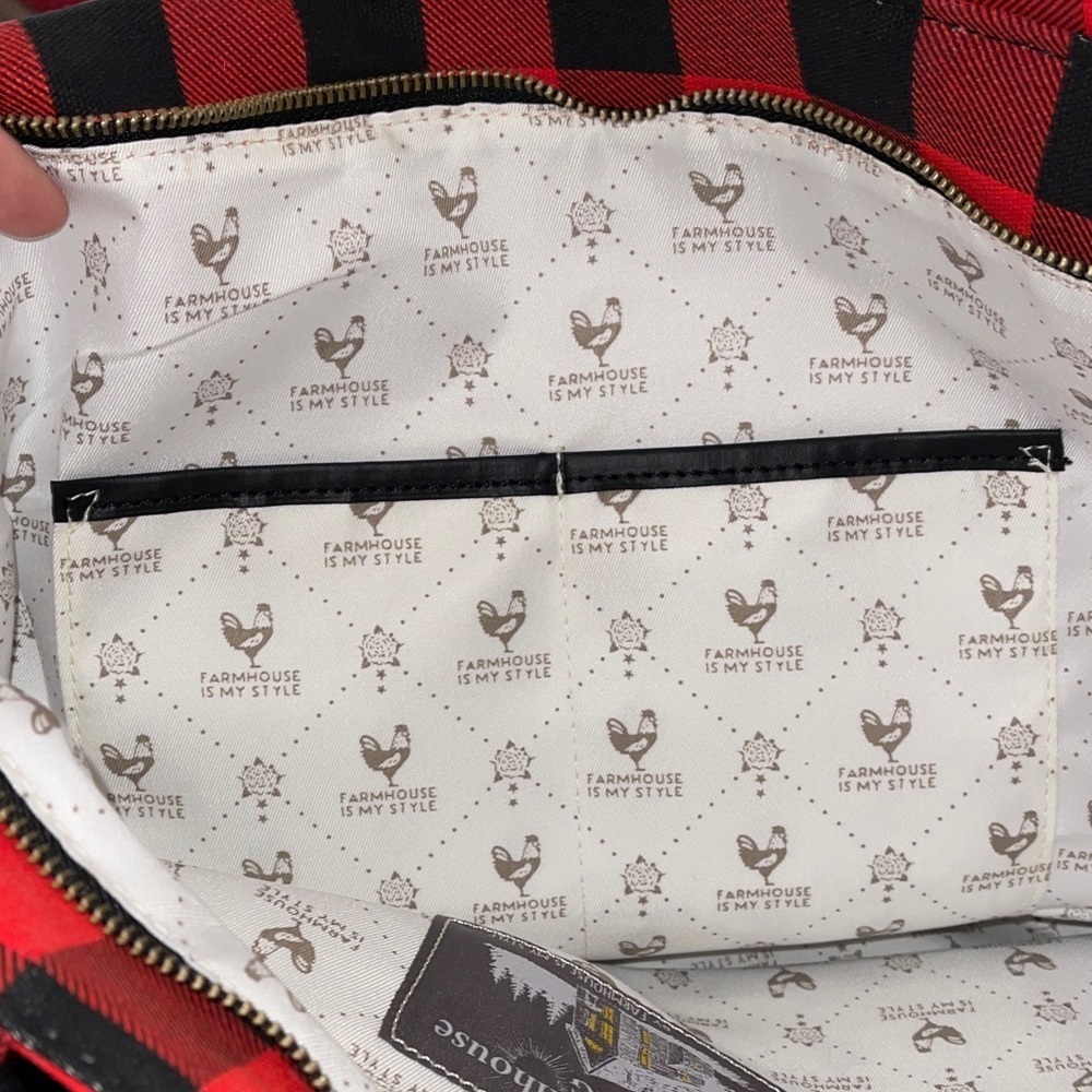 Farmhouse is my style Red and Black Checkered Tote Bag Handles are knotted - Picture 4 of 8